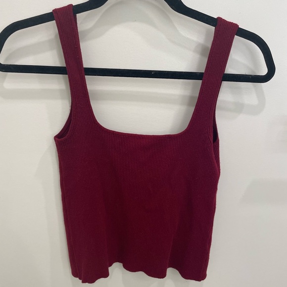 Small Lulus Wine Red Ribbed Tie-Back Tank Top - Picture 1 of 7